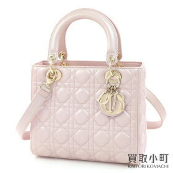 Dior Handbags - Dior Lady Dior Classic Handbag Powder Pink Lambskin Cannage Stitching Logo Charm